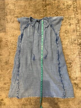 Hatley Light Blue Crinkled Tie-Neck Tunic Size L